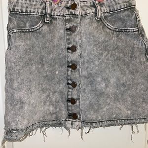 grey denim mini skirt